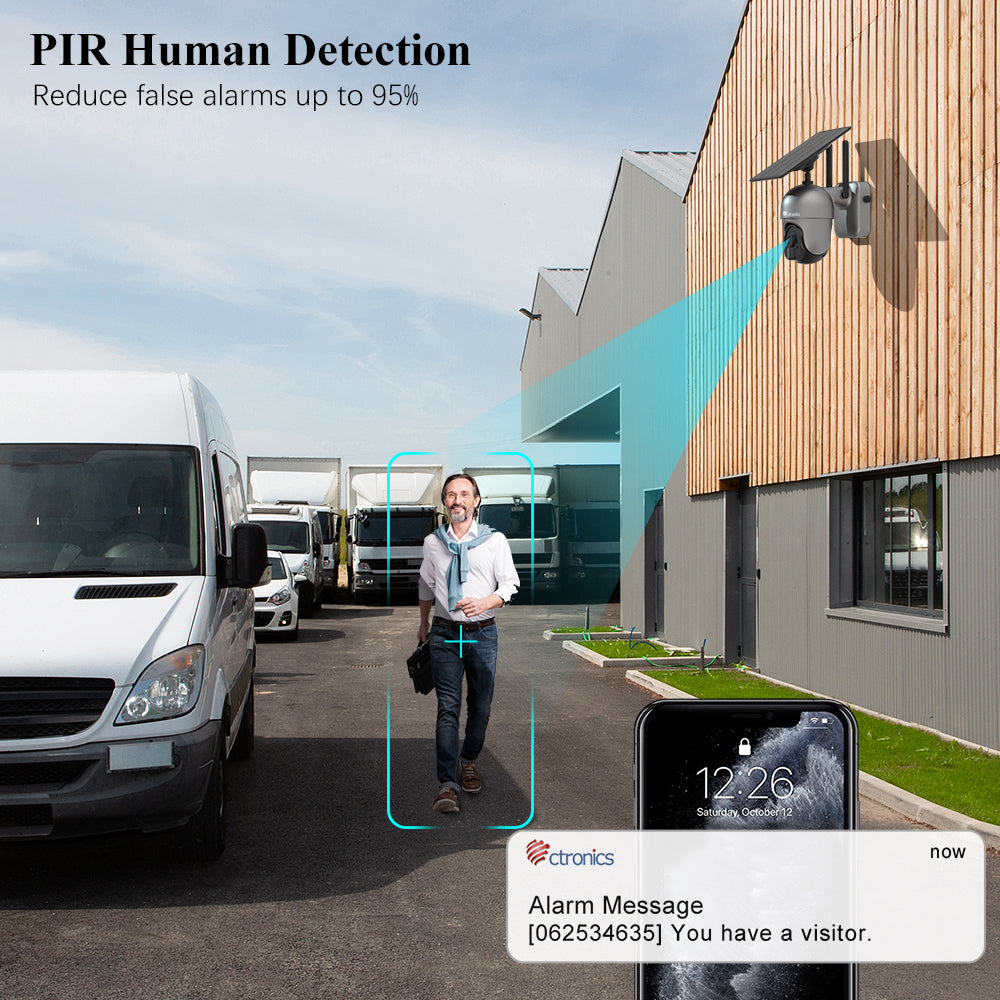 2K 4MP Cámara de Vigilancia Solar WiFi al aire libre Ctronics PTZ Cámara de Vigilancia Inalámbrica en 10000mAh Batería Visión Nocturna Color