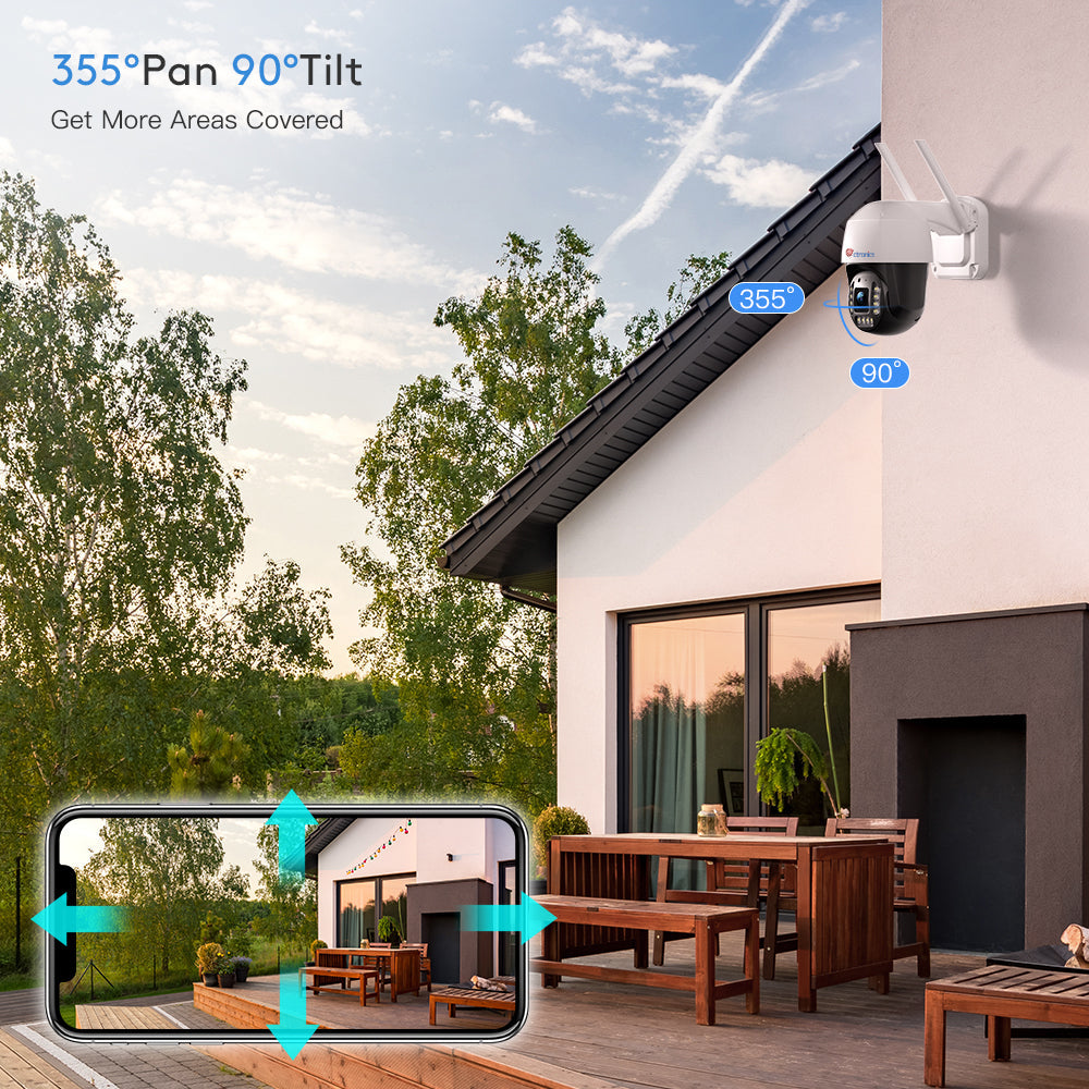 Cámara de seguridad Ctronics 4K 8MP PTZ WiFi para exteriores con detección inteligente de personas/vehículos