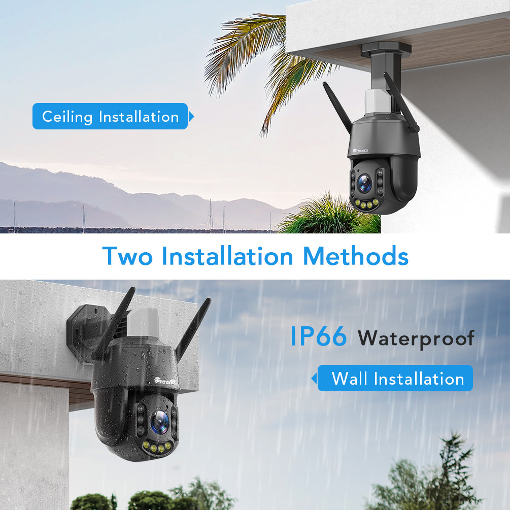 5MP 30X Zoom Óptico Ctronics Exterior WiFi Cámara de Vigilancia Detección Humana Automática y 150m Visión Nocturna