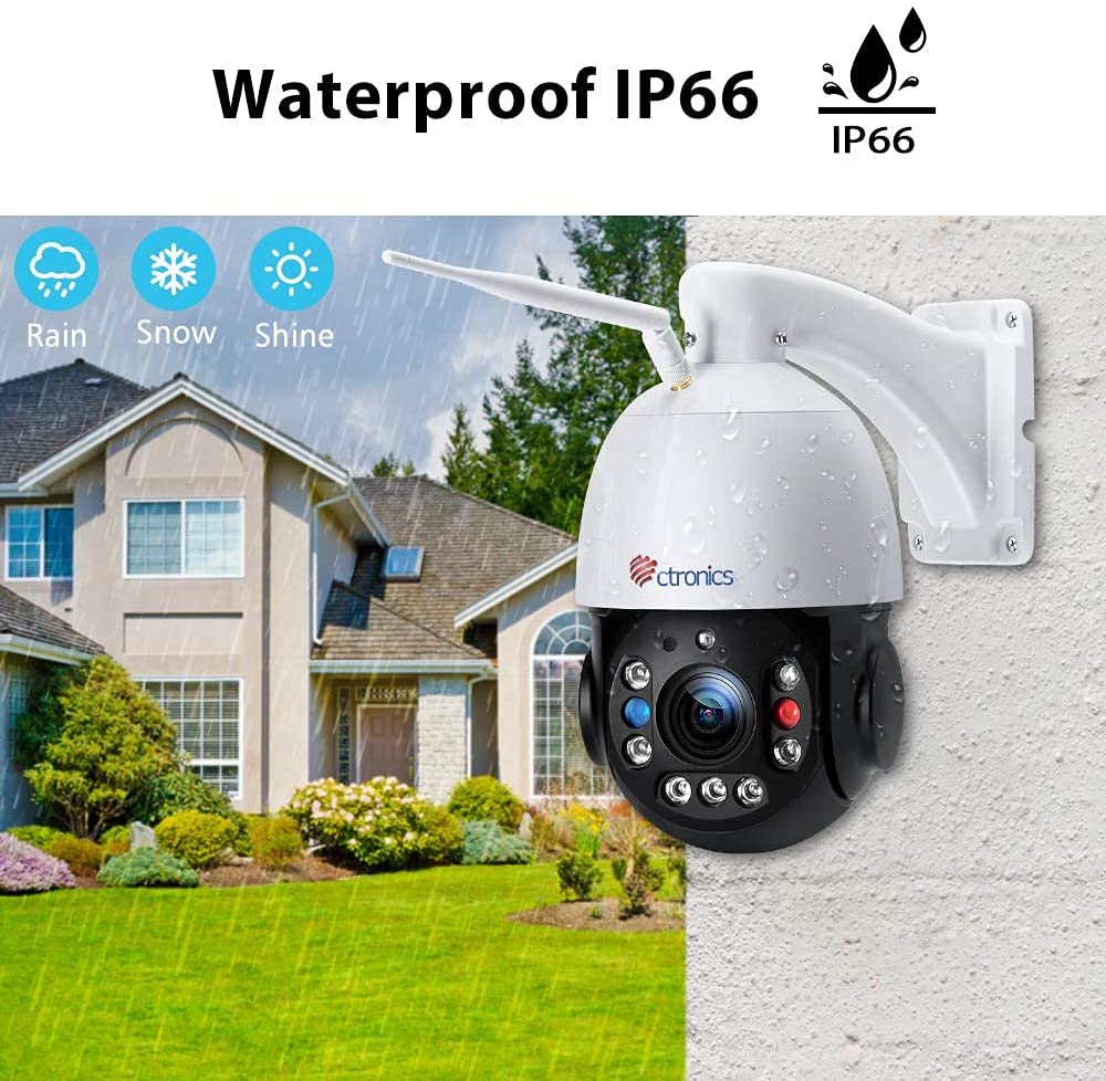 5MP HD PTZ Security Camera with 30X Optical Zoom and 492ft Night Vision - Ctronics