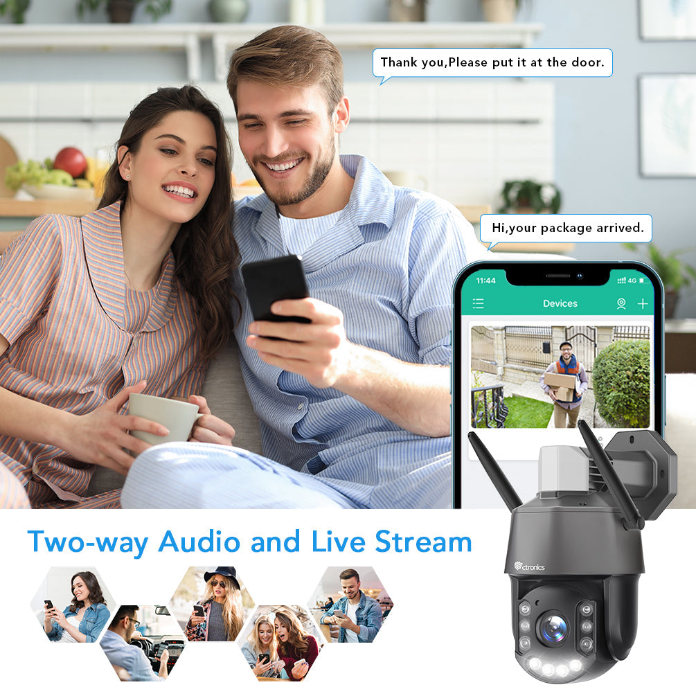 5MP 30X Zoom Óptico Ctronics Exterior WiFi Cámara de Vigilancia Detección Humana Automática y 150m Visión Nocturna