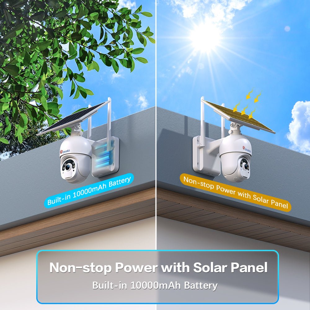 Ctronics 2K 4MP Solar Security Camera Outdoor - Battery/Solar Powered & Wireless - Ctronics